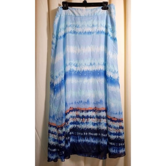 CATO Size 14 Blue Watercolor Look‎ Chiffon Feel Skirt - Picture 1 of 7